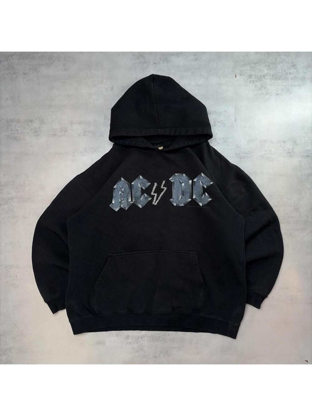 Vintage 2006 Black AC/DC Grunge Boxy Distressed Gothic Band Hoodie